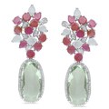 Miadora 14k White Gold Gemstone and 5/8ct TDW Diamond Earrings (G-H, SI1-SI2)