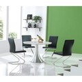 Marble Dining Table with Black Dining Chairs 5-piece Set