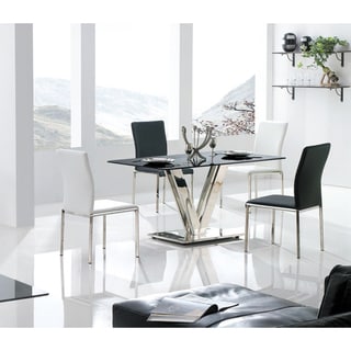 Stainless Steel Dining Table with Dining Chairs 5-piece Set