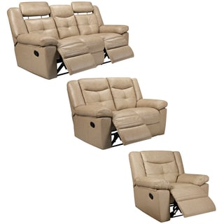 Special Prices Cove Taupe Italian Leather Reclining Sofa, Loveseat and Recliner Chair