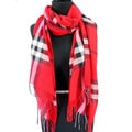 Red and Black Plaid Fringed Pashmina Fashion Scarf