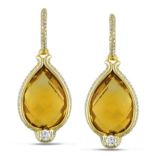  Miadora 14k Gold Citrine and 1 1/10ct Diamond Earrings (G-H, SI1-SI2)