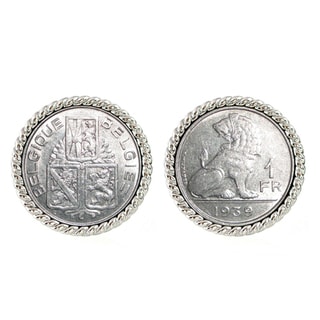 American Coin Treasures Silvertone Belgium Coin Cuff Links