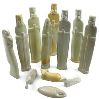 ( ._.) Handcrafted 6-inch Soapstone Nativity Set (Kenya)