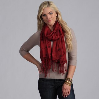 Click to Enlarge for Women's Maroon Shawl with Black Floral Embroidery Women's Maroon Shawl with Black Floral Embroidery-Image