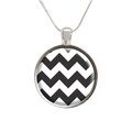 Black Chevron Stripe Glass Pendant and Necklace
