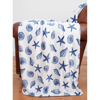 Scattered Sea Shells Microplush 50x60-inch Throw
