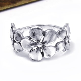 Hawaiian Style Triple Flower .925 Silver Ring (Thailand)