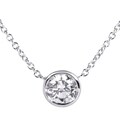 14k White Gold 1ct TDW Certified Diamond Solitaire Bezel Necklace (H, SI3)