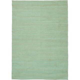 Handmade Flat Weave Solid Blue Hemp/ Jute Rug (2' x 3')