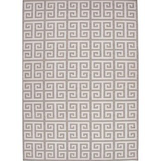 Handmade Flat Weave Geometric Gray/ Black Wool Rug (8' x 10')