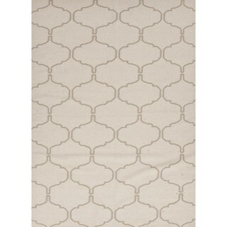 Handmade Moroccan Flat Weave Ivory/ White Wool (8' x 10')