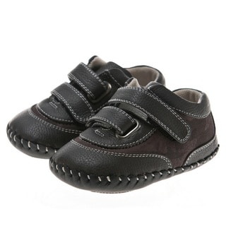 Little Blue Lamb Black Leather Infant Walking Shoes
