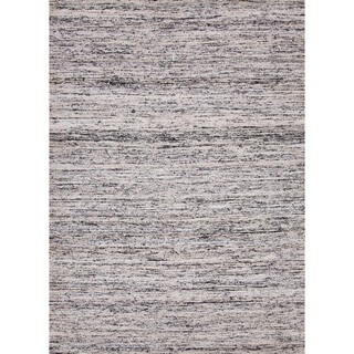 Handmade Flat Weave Solid Gray/ Black Rug (8' x 11')