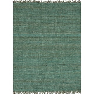 Handmade Flat Weave Solid Blue Hemp/ Jute Rug (8' x 10')