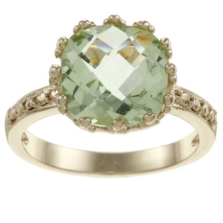 Simon Frank Gold Tone Fancy Cut Oval Light Green CZ Ring