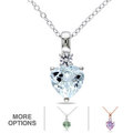 Miadora Sterling Silver Gemstone and White Sapphire Heart Necklace