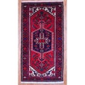 Persian Hand-knotted Tribal 1960's Hamadan Red/ Navy Wool Rug (3'3 x 6'2)