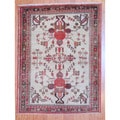Persian Hand-knotted Tribal 1960's Tabriz Beige/ Red Wool Rug (4' x 5'2)
