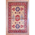 Afghan Hand-knotted Tribal Kazak Beige/ Red Wool Rug (3'3 x 5'3)