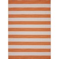 Flat Weave Stripe Red/ Orange Wool Rug (8' x 10')