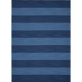 Flat Weave Stripe Blue Wool Rug (8' x 10')