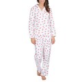 La Cera Women's Pink Floral Print Flannel Pajama Set