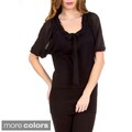 Stanzino Women's Braided Collar Sheer Sleeve Top