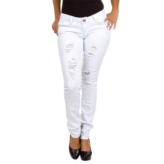 Stanzino Junior's White Straight Leg Distressed Jeans