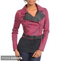 Stanzino Women's Cropped Cheetah Print Motorcycle Jacket