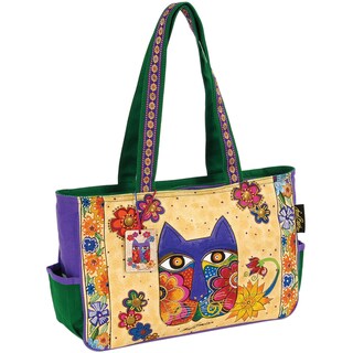 Medium Tote W/Zipper Top 15"X4-1/2"X10"-Blossoming Feline