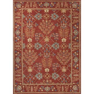 Hand-tufted Transitional Red Wool Rug (8' x 11')