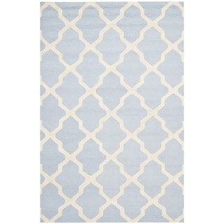 Handmade Cambridge Moroccan Light Blue Wool Rug