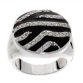 Simon Frank Silvertone Synthetic Black Onyx and Crystal Ring