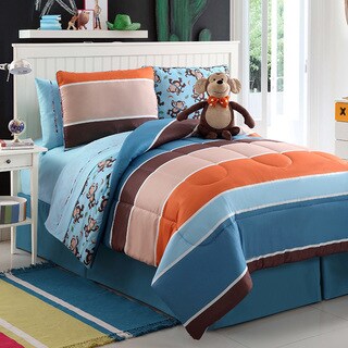 Monkey Reversible 4-piece Comforter Set