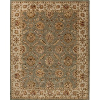Hand-tufted Traditional Oriental Green Wool Rug (10 Round)