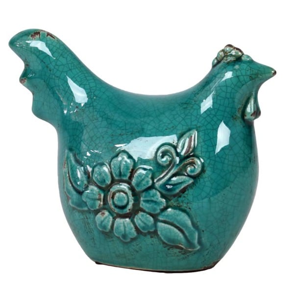 Ceramic Antique Blue Rooster Urban Trends Collection Accent Pieces