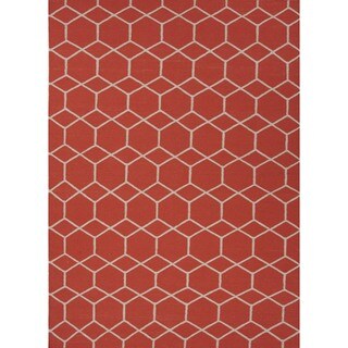 Handmade Flat Weave Red/ Orange Wool Runner (2'6 x 8')