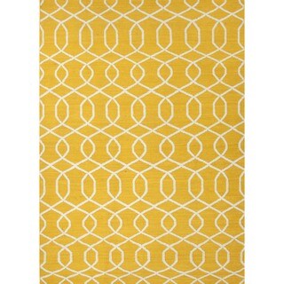 Handmade Flat Weave Geometric Gold/ Yellow Wool Rug (3'6 x 5'6)