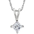 14k White Gold 1/5 to 3/8ct TDW Diamond Solitaire Necklace