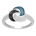 Sterling Silver 1/4ct TDW Blue, Black and White Diamond Ring
