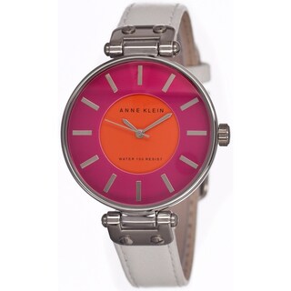Anne Klein Women's Steel White Leather Strap Watch