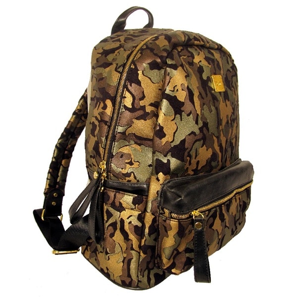 Garin Camo Print Microsuede Backpack