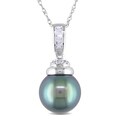 Miadora 14k Gold Pearl and 1/10ct TDW Diamond Necklace (G-H, I1-I2)