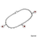Sterling Silver Birthstone Heart Charm Bracelet