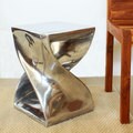 12-inches Square x 18 inches High Polished Recycled Aluminum Twist Stool (Thailand)