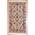 Indo Hand-knotted Mahal Beige/ Rust Wool Rug (3' x 5')
