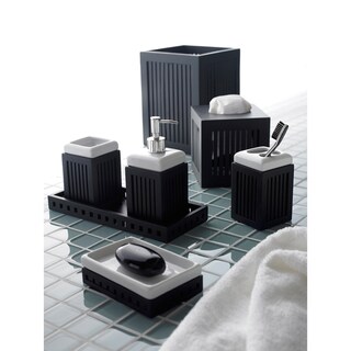 Wood and Porcelain Bath Accessory Collection