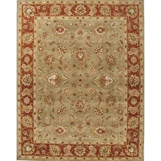 Traditional Oriental Green Wool Tufted Runner Rug (2'6 x 6')