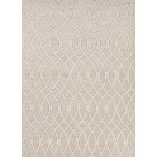 Solid Ivory/ White Wool Woven Rug (8' x 11')